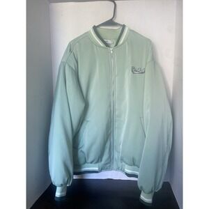 Adika Spoiled Girl Satin Finish Varsity Jacket Women's S Mint